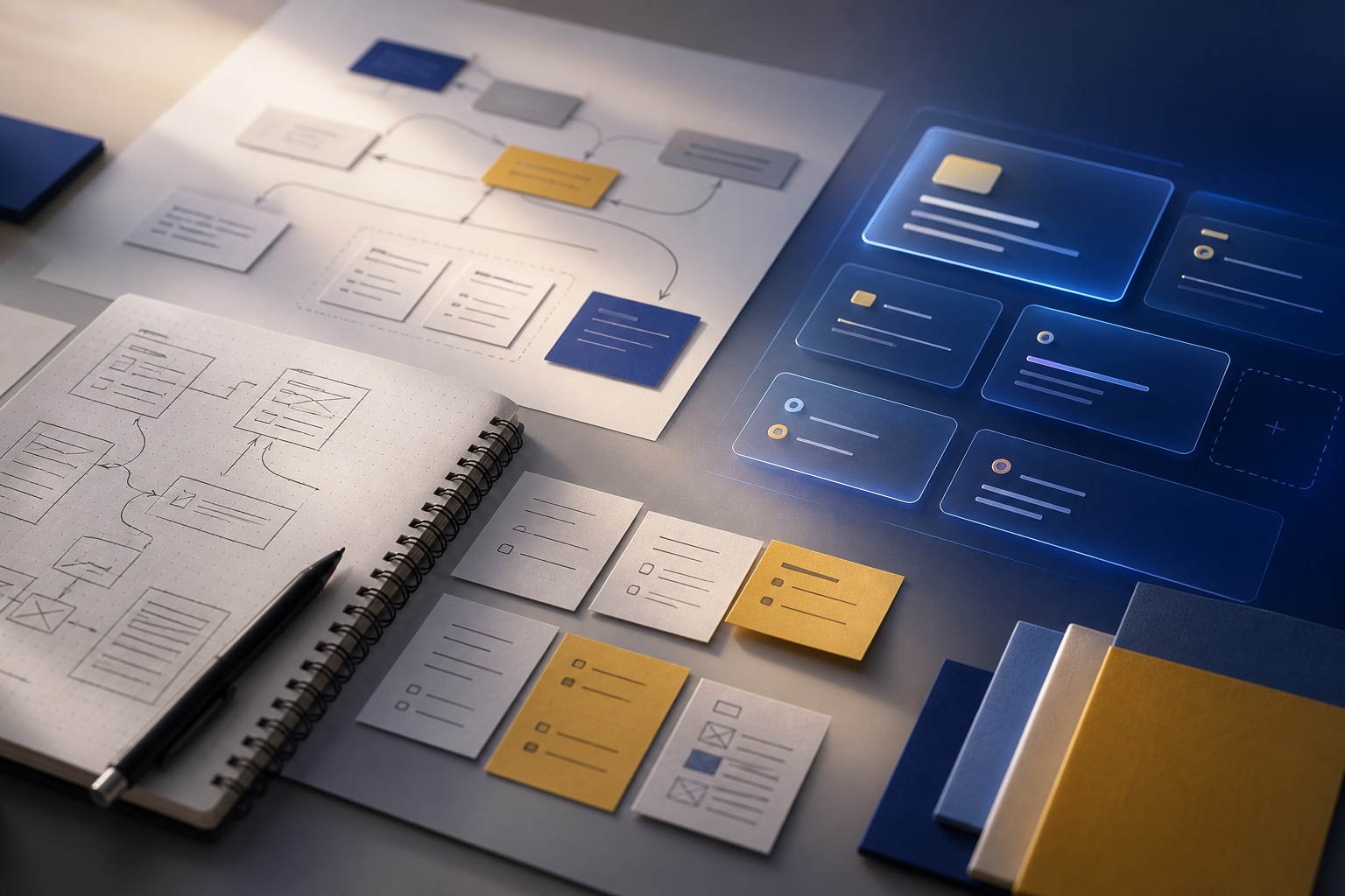 Rough project brief becoming a clear interface plan